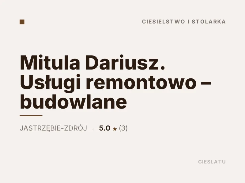 Mitula Dariusz usługi remontowo-budowlane Budowa domów szkieletowych Jastrzębie-Zdrój