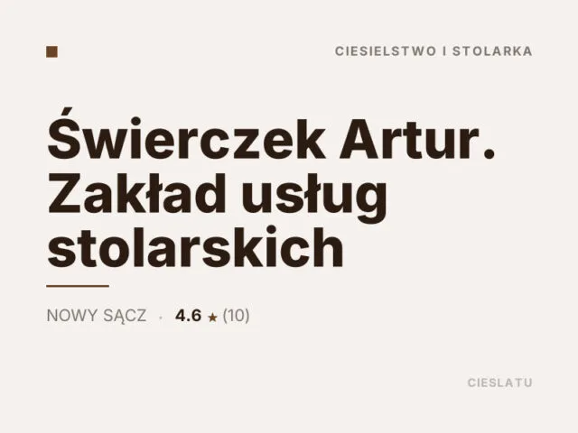 Świerczek Artur. Zakład usług stolarskich