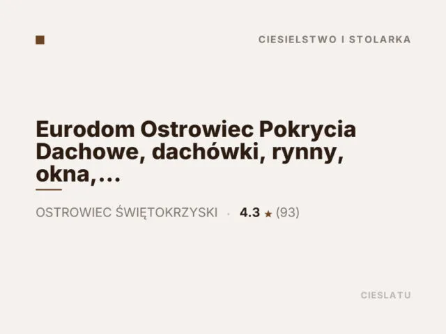 Eurodom Ostrowiec Pokrycia Dachowe, dachówki, rynny, okna, drzwi