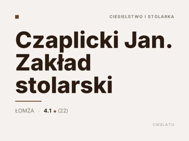 Czaplicki Jan. Zakład stolarski