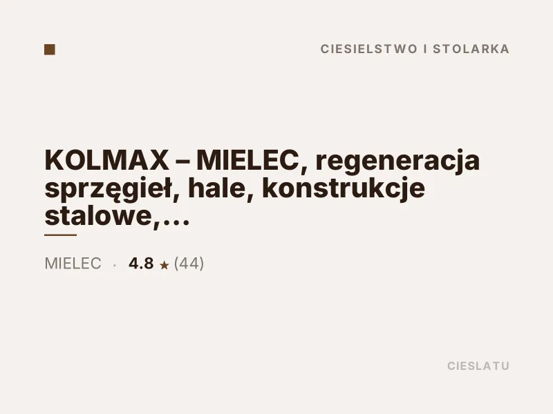 KOLMAX regeneracja sprzęgieł ciesielstwo i stolarka Mielec