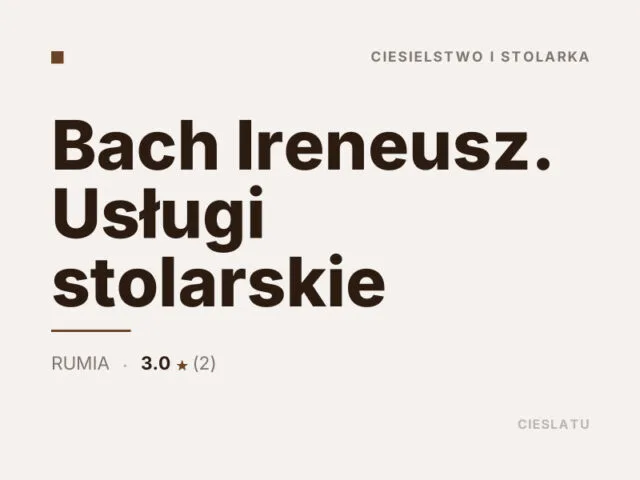 Bach Ireneusz. Usługi stolarskie