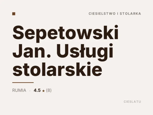 Sepetowski Jan. Usługi stolarskie