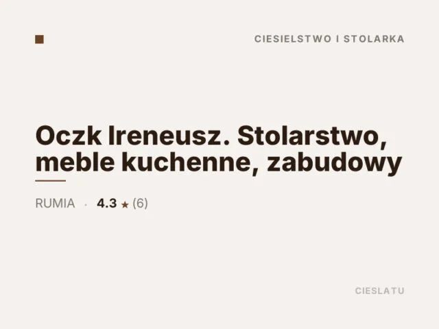 Oczk Ireneusz. Stolarstwo, meble kuchenne, zabudowy