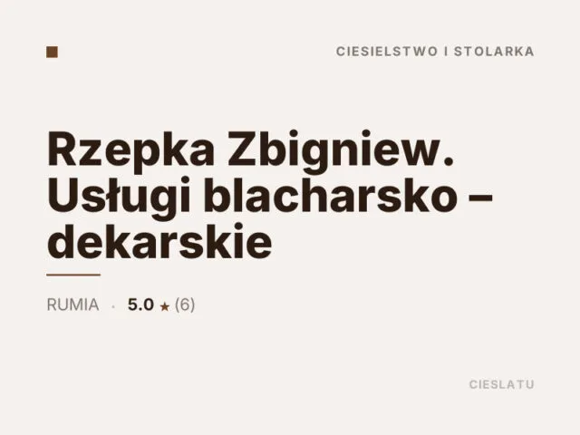 Rzepka Zbigniew. Usługi blacharsko – dekarskie