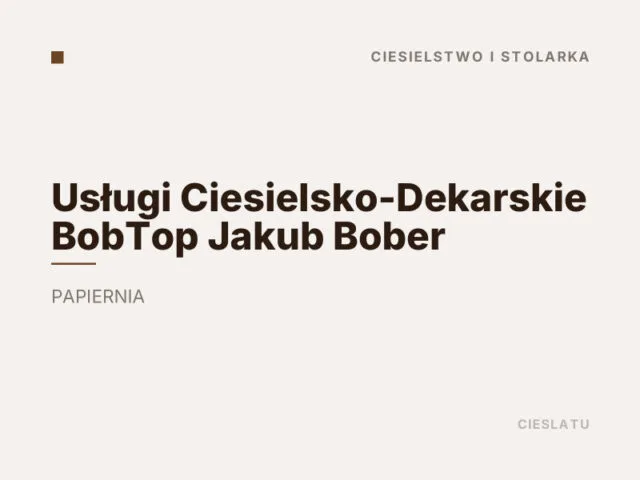 Usługi Ciesielsko-Dekarskie BobTop Jakub Bober