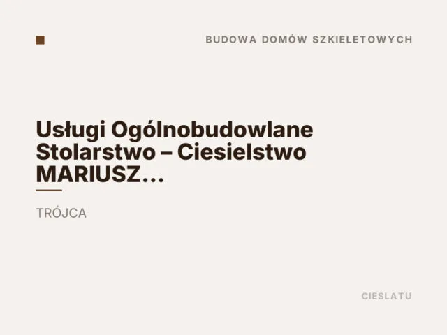Usługi Ogólnobudowlane Stolarstwo – Ciesielstwo MARIUSZ BUCZYŃSKI