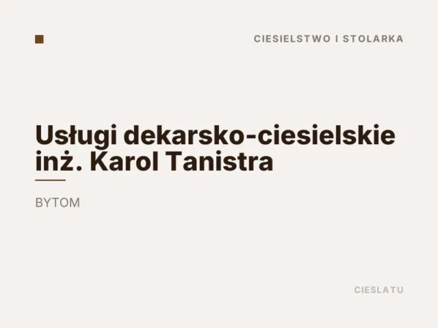 Usługi dekarsko-ciesielskie inż. Karol Tanistra