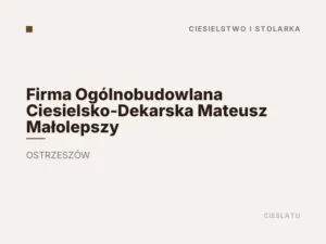 Firma Ogólnobudowlana Ciesielsko-Dekarska Mateusz Małolepszy