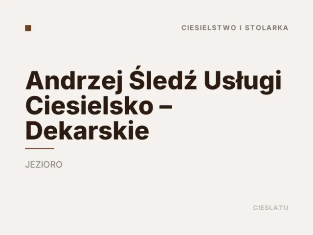 Andrzej Śledź Usługi Ciesielsko – Dekarskie