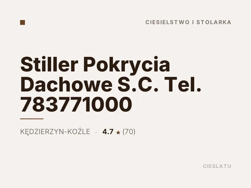 Stiller Pokrycia Dachowe S.C. ciesielstwo i stolarka Kędzierzyn-Koźle