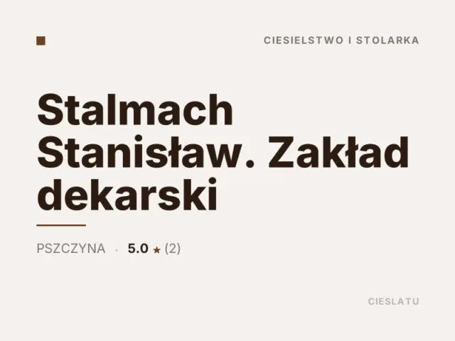 Stalmach Stanisław. Zakład dekarski