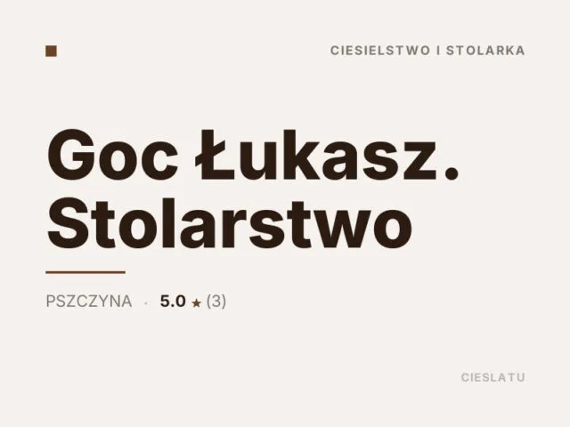Goc Łukasz. Stolarstwo
