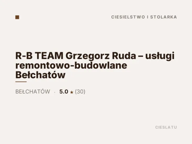 R-B TEAM Grzegorz Ruda – usługi remontowo-budowlane Bełchatów