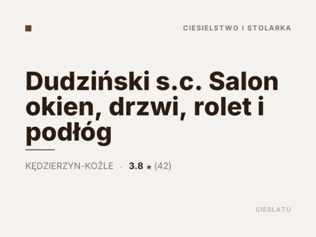 Dudziński s.c. Salon okien, drzwi, rolet i podłóg