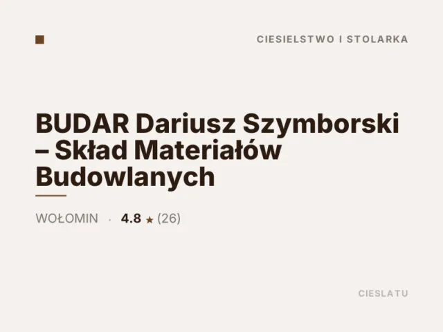 BUDAR Dariusz Szymborski – Skład Materiałów Budowlanych