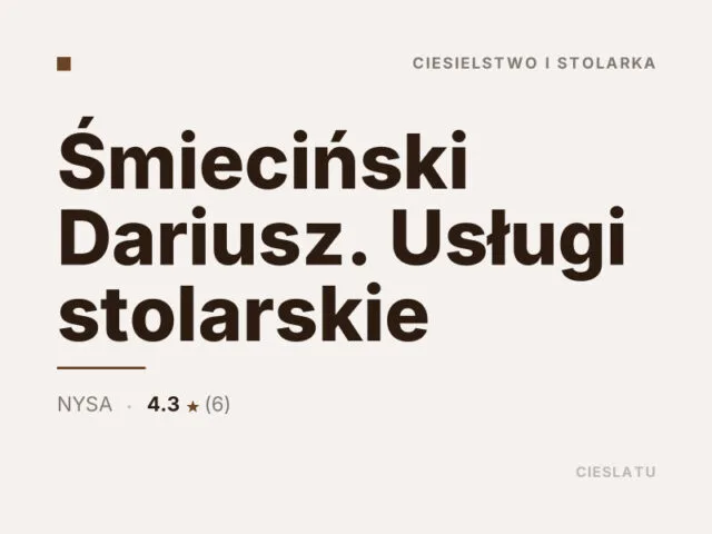 Śmieciński Dariusz. Usługi stolarskie
